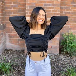 Cute Satin Black Shirt